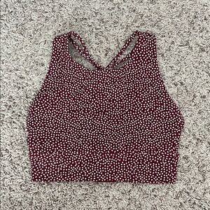 Women's Burgundy Polka Dot Sports Bra